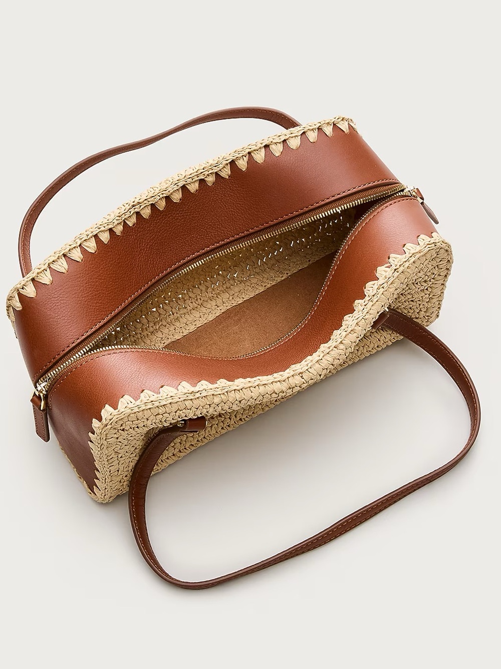 Jcrew Delphine handknotted leather shoulder bag in straw English Saddle Natural